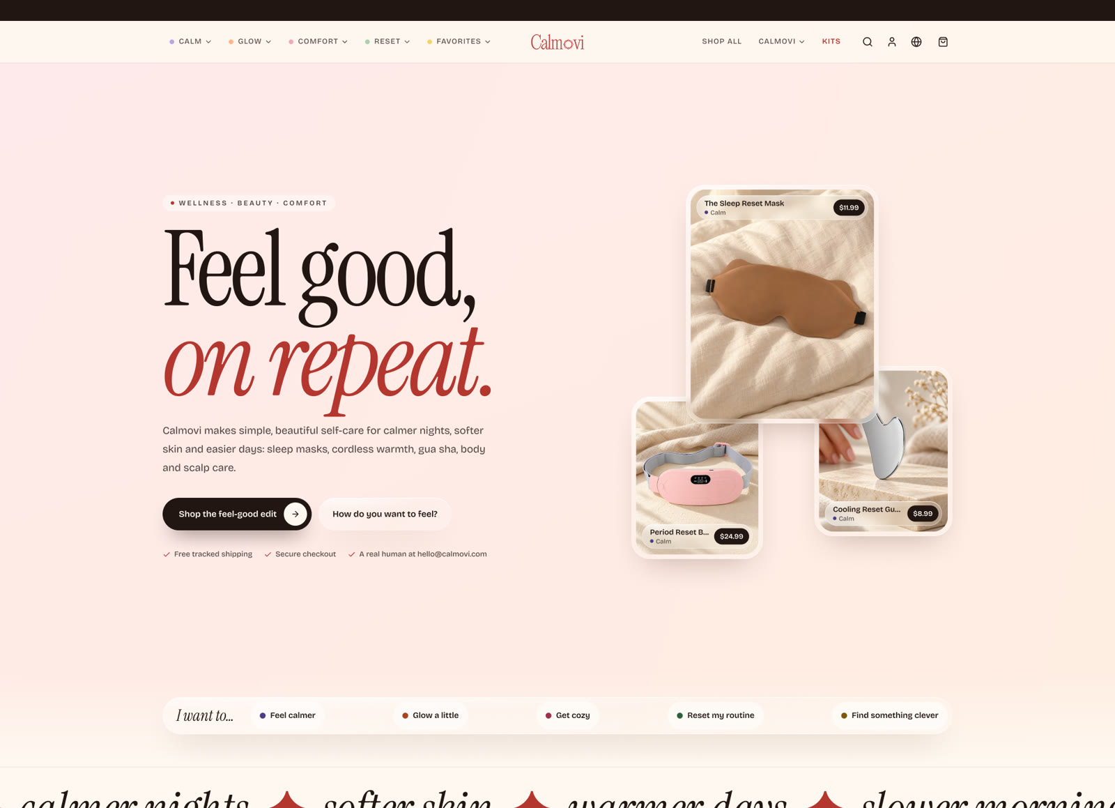 Calmovi 2.0 website preview